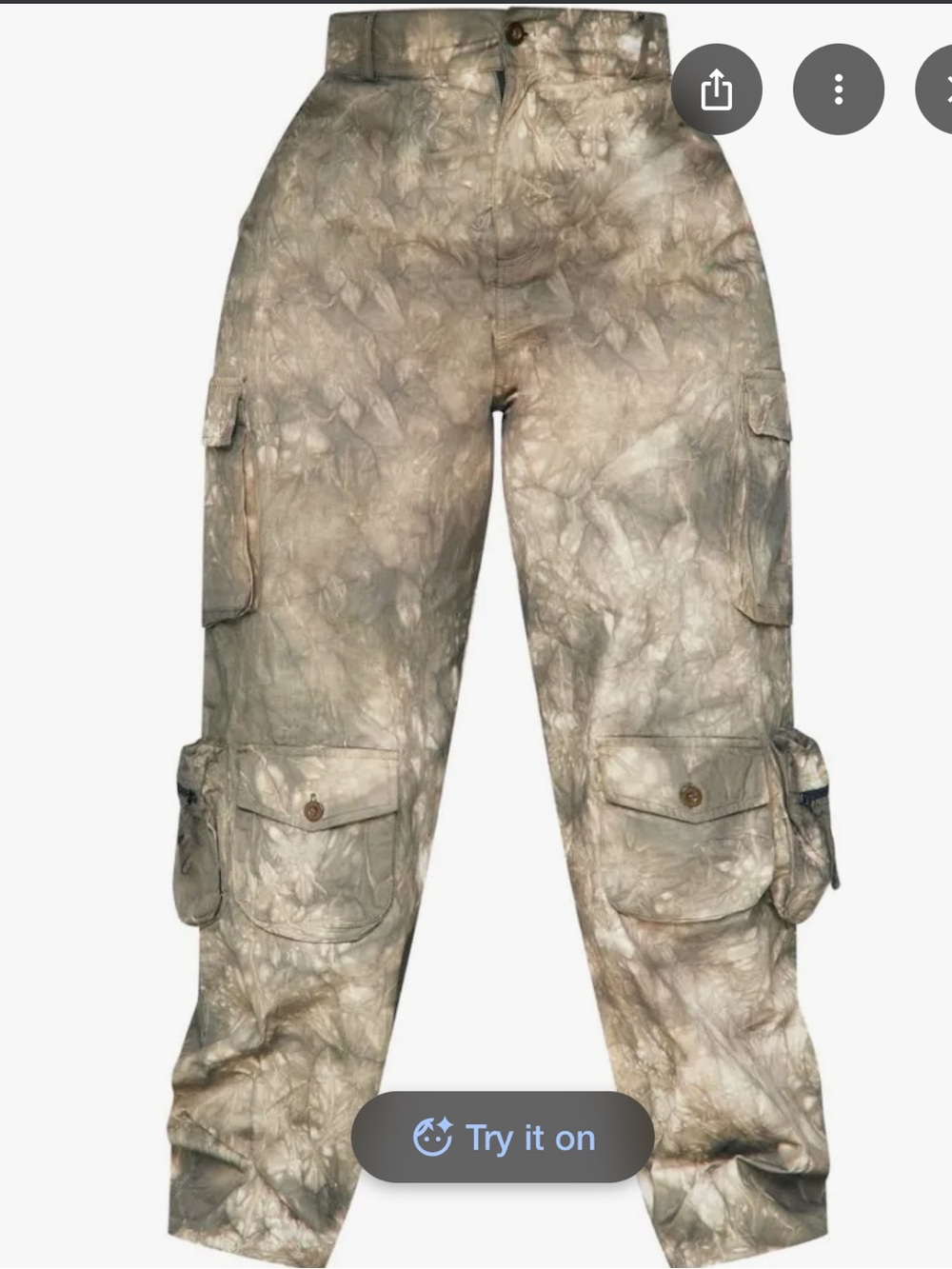 PrettyLittleThing Plus Camo Pocket Detail Cargo Trousers Khaki- NWT - Size US 18
